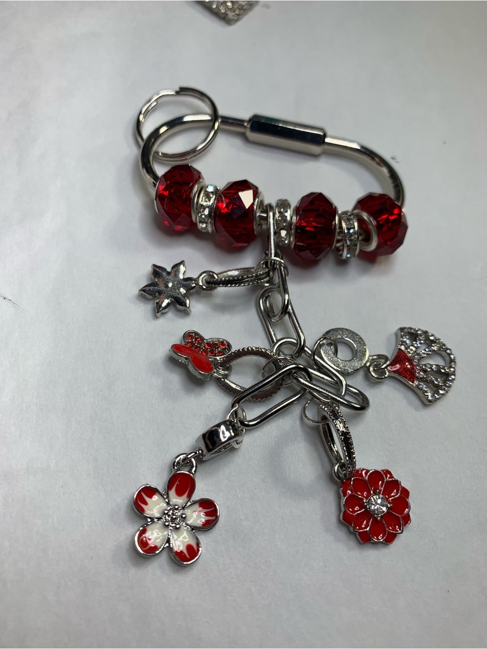 Red Floral Purse Charm/Keychain - Women Jewelry